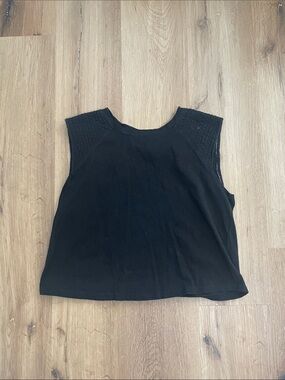 fab'rik Black Sleeveless Tank with Textured Shoulders